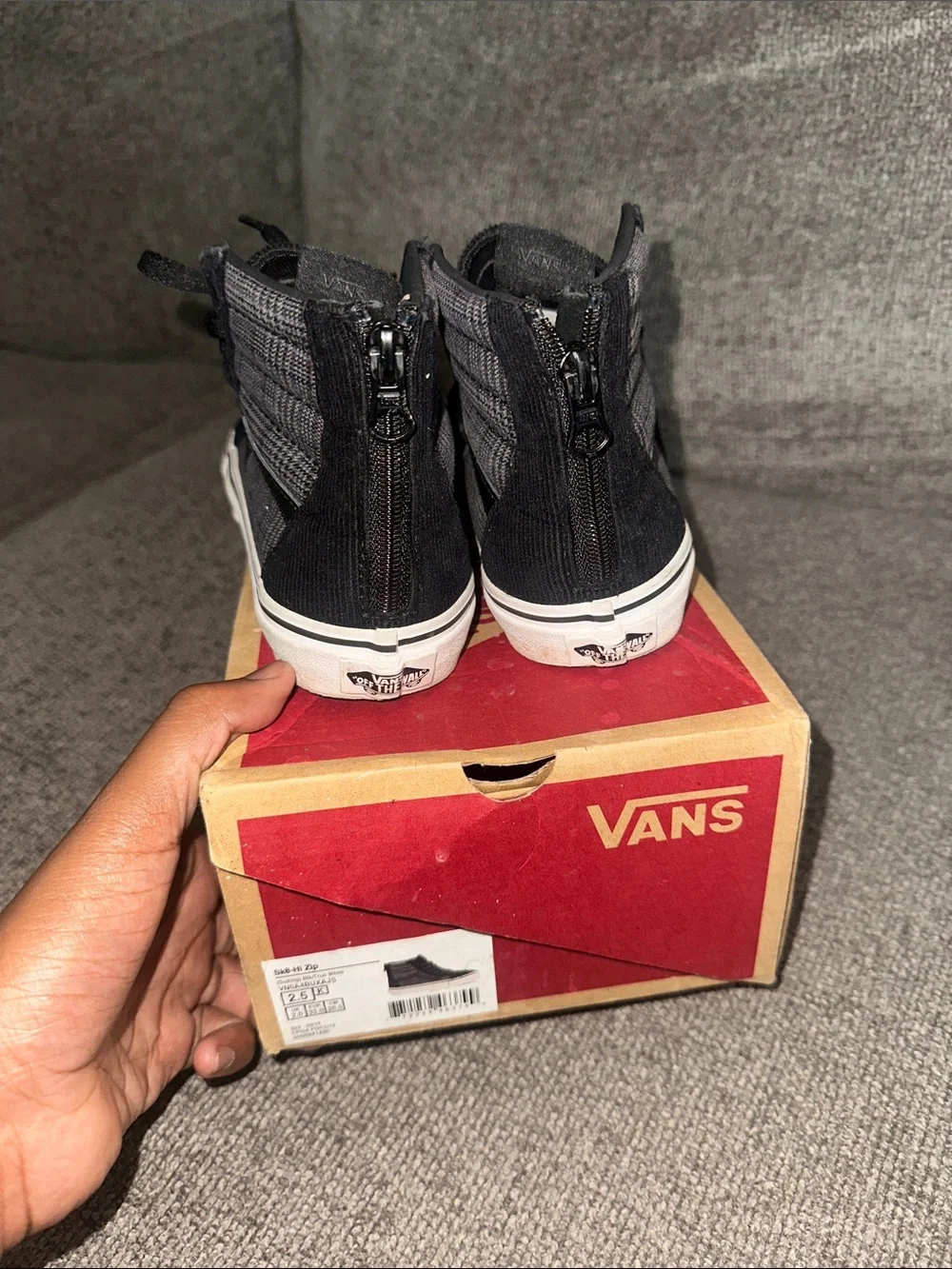 Vans Kids Black High-Top Sneakers with White Sole